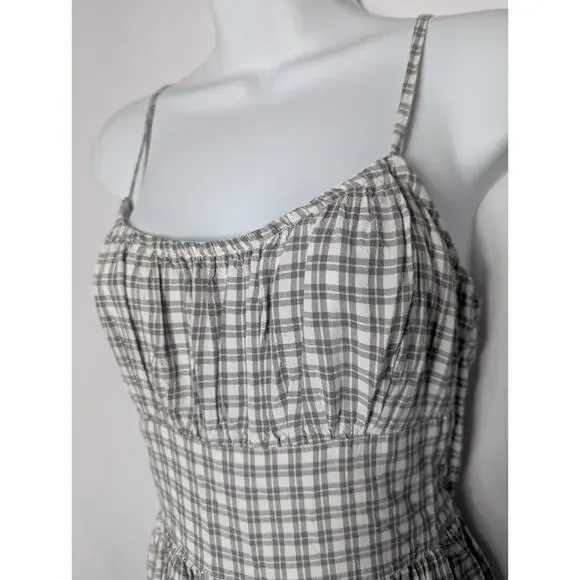 Hollister Plaid Gingham Romper Shorts Pockets Y2K Lined Smocked Size Medium M - Picture 6 of 10